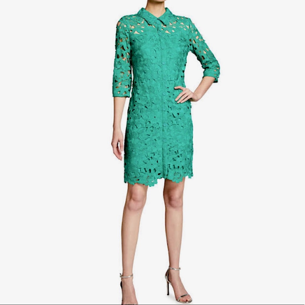 Karl Lagerfeld Paris Lace 1/2-Sleeve Shirtdress
